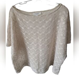 ADDITION Elle Beige Crochet Short Sleeve Sweater Top Size 3X
